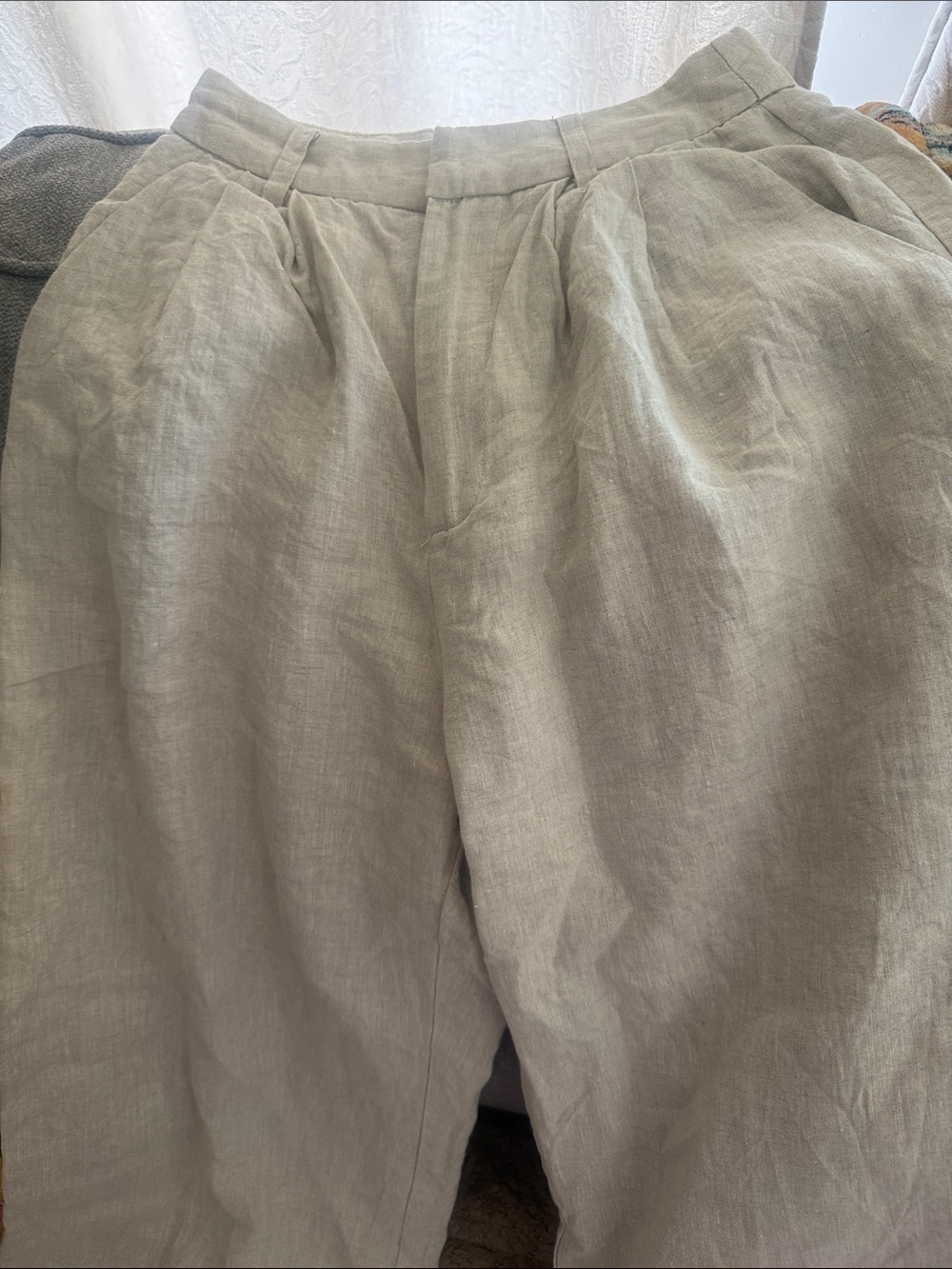 Dissh Norah Tan Natural Linen Pants Fully Lined Pockets Size 2 - Picture 7 of 14